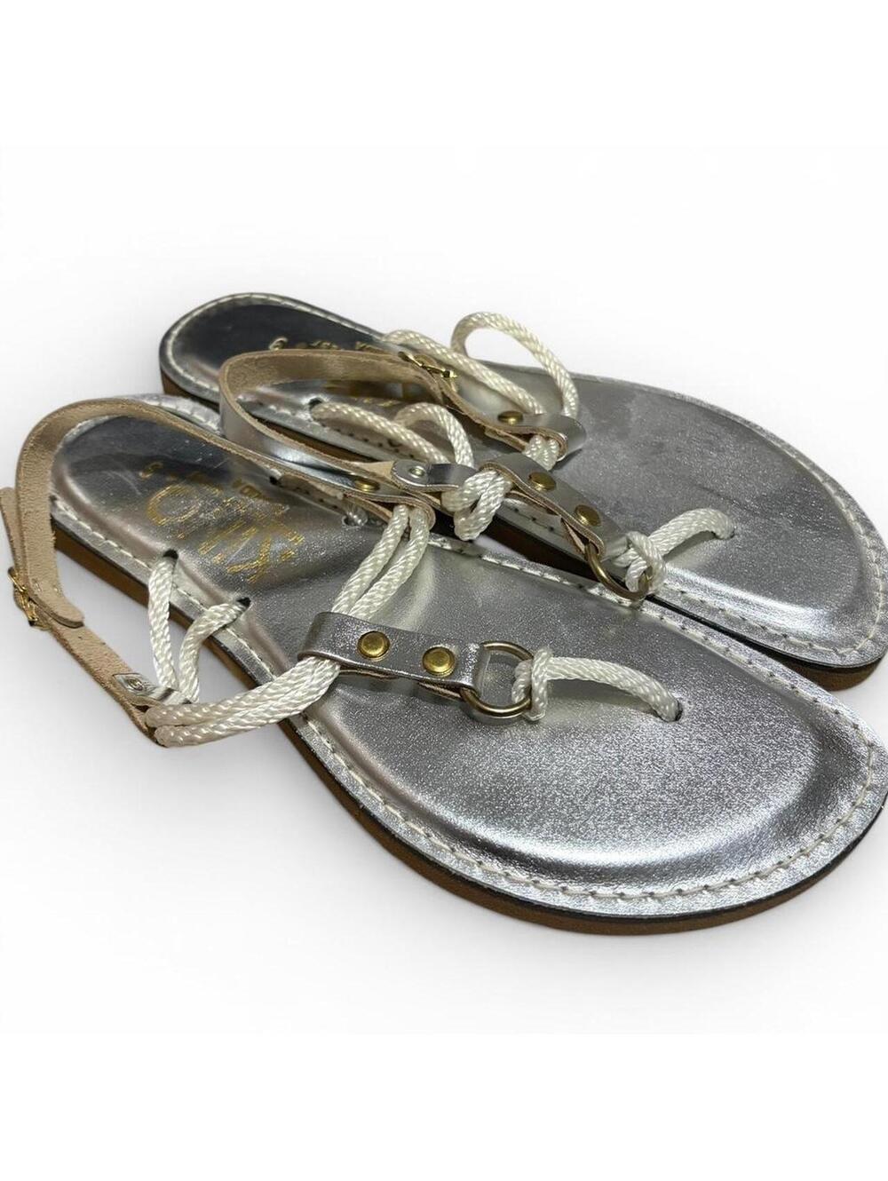 Kino Silver and White Rope Strap Sandals Made in Key West